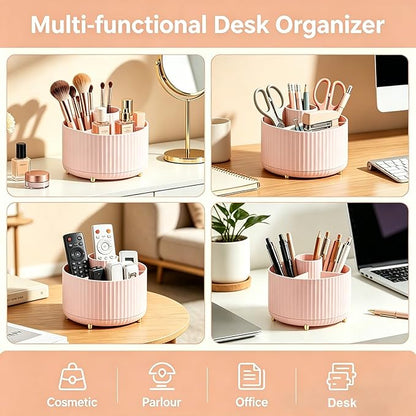 Makeup Brush Holder, Makeup Brush Organizer Countertop, Skincare Makeup Cosmetic Perfume Organizer Storage Box Case for Vanity Bathroom Countertop(Pink)