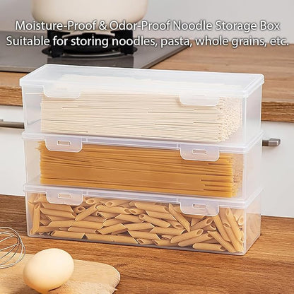 Pasta Storage Container, Stackable Airtight Food Storage Box, Kitchen Noodle Organizer with Lid