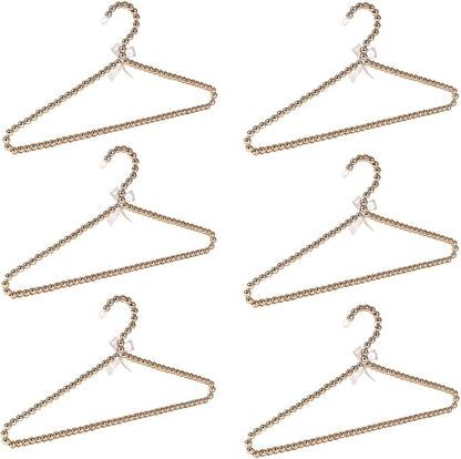 6-Piece Pearl Clothes Hanger Set Wedding Hanger Bridal Bridesmaid Hangers for Wedding Dress Standard Pearl Hangers (Silver Grey, 6)