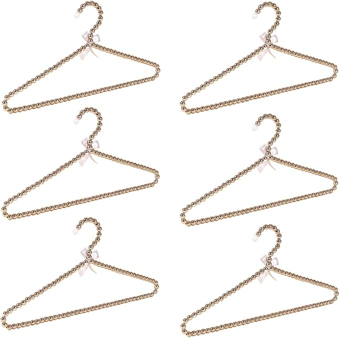 6-Piece Pearl Clothes Hanger Set Wedding Hanger Bridal Bridesmaid Hangers for Wedding Dress Standard Pearl Hangers (Silver Grey, 6)