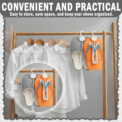 Novabright 50 Pcs Sandal Hangers 7 Inch Plastic Flip Flop Holder Organizer Small Shoe Hooks Hanging Rack Shoe Hangers for Retail Beach Shop Display Home Storage(White)