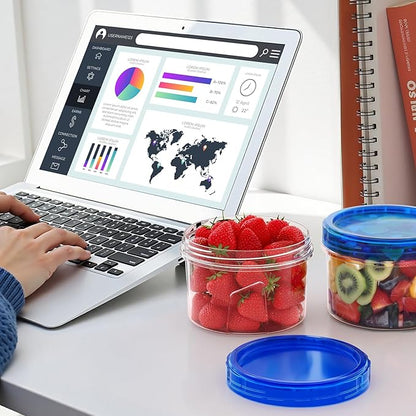 [12 Pack-24 Oz] Freezer Storage Containers Set, Small Plastic Containers with Twist Top Lids, Reusable Soup Containers for Meal Prep, Lunch, Leftovers
