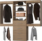 Modular Closet System, 90" Wide Closet Organizer System with Hanging and Drawers, Wood Tower Closet Storage for Walk In Closets, Wall Mounted Wardrobe Organizer Kit System, Bedroom, Wood