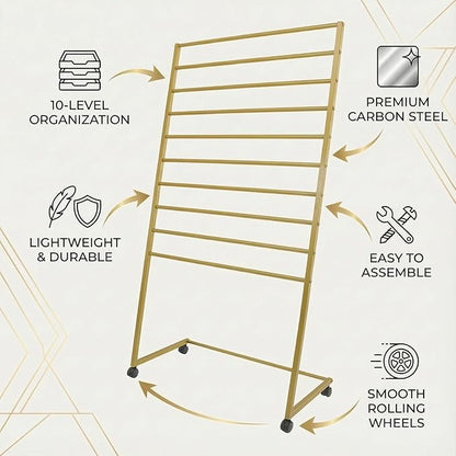 Scarf Organizer, Scarf Display Stand, 10 Tier Metal Scarf Holder Organizer, Floor-standing Scarf Rack for Commercial or Home, Hijab Stand RackTies Belt Pants Hanging Rack