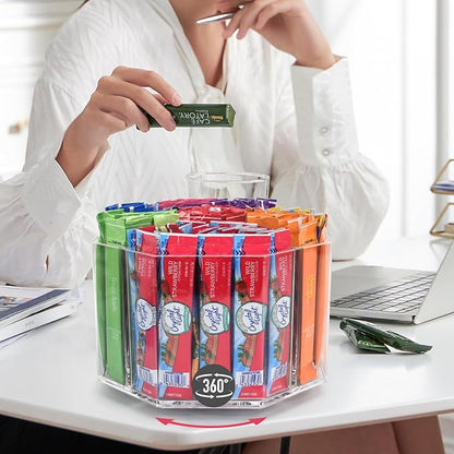 Drink Packet Organizer For Powdered Drink Mix,Powder Packet,Water Packet,Water Flavor Packet, Lazy Susan Organizer for Drink Mix Rotating Holder (Rhombus)