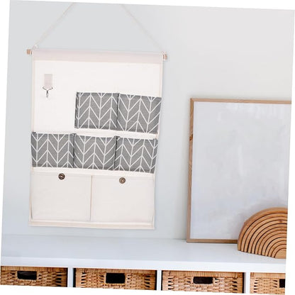 Vaguelly Closet Wall Organizer Wall Storage Pocket Hooks Bar Included Multi-pocket Design