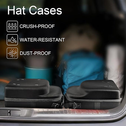 Epesoware 2 PCS Hard Hat Travel Cases for Baseball Caps - Crush Proof Cap Carrier for 10 Hats, Hat Storage Organizer with Adjustable Shoulder Strap, Trolley Sleeve and Handle, for Travel & Home Use