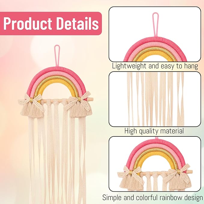 Bow Organizer for Girls, Hairbow Organizers and Claw Clip Organizer, 25x70cm Bow Hanger for Girls Hair Bows, Space-Saving Hair Accessory Storage Solution