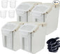 RUIAN 25lb Flour Rice Storage Containers Bin, Large Airtight Storage Container with Wheels Seal Locking Lid, with Measuring Cup&Scoop for Flour, Rice, Grain(Gray 4PCS)