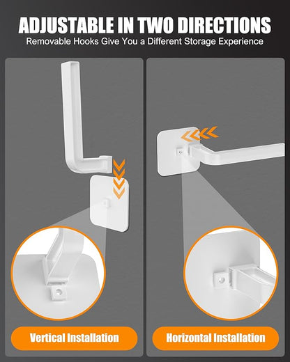 Hat Rack for Hat Storage (6-Pack), Multi-Purpose Hat Organizer, Strong Adhesive Hat Hooks for Wall Hat Organizer for Baseball Caps, Two Mounting Options Hat Hook, White