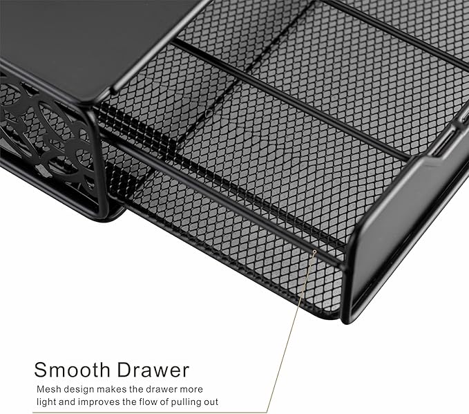 FlagShip K Cup Drawer Holder for Keurig Pods K Cup Storage Organizer Drawer Save Space Countertop Kitchen (42 Pods) - Cast Iron with Powder Black Finish