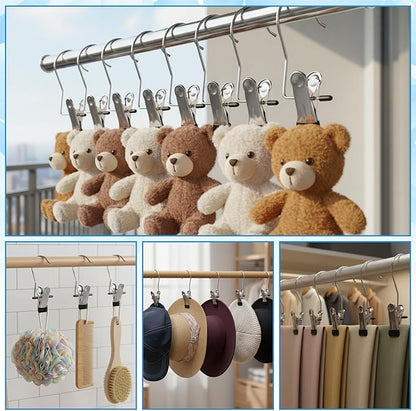 200 Pcs Laundry Hooks Hanging Clips Clothes Pins Closet Hanger Organizer Clamps Socks Towel Clips Heavy Duty Clothespins Bulk Hanger Clip for Closet Travel Pants Socks Handbags