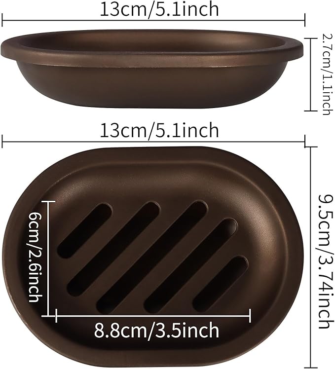 TOPSKY 4 Pcs Soap Dish for Shower, Soap Savers with Drip Tray, Plastic Double Layer Draining Soap Box for Bathroom - Bronze