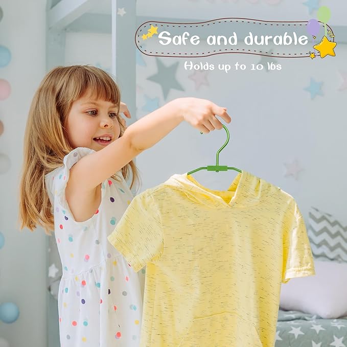 VWV Green Aluminum Hangers, 20 Pack Baby Hanger，12.6 Inch Children Baby Hangers, Sturdy Metal Children Clothes Hanger for Wardrobe, Space-Saving Toddler Hanger