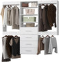 Modular Closet, 72" Wide Organizer with Hanging & Drawers, Wood Tower Storage for Walk-In Closets, Wall Mounted Wardrobe Organizer Kit, Bedroom, White