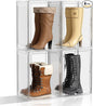 Boot Storage Organizer Tall Boot Shoe Storage Box for Closet 4 Pack Super Large Plastic Boots Container for Storage, Stackable Display Case for Collectibles, Backpack, Helmet, White, XXXXL