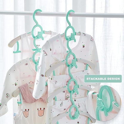 HGYZE Baby Nursery Closet Hangers, Ultra-Thin Non-Slip and Extendable Laundry Infant Pant Hanger for Newborn Clothes -20pcs Green Gifts- Adjustable Children Coat Hanger for Girl Boy Toddler Kids Child