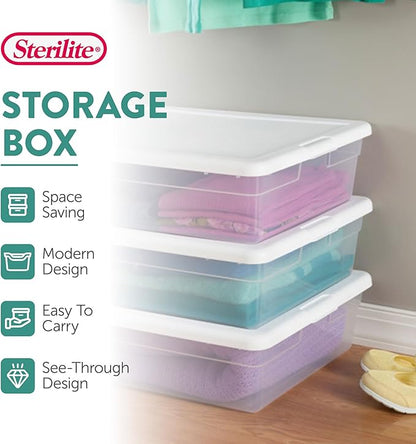 Sterilite Storage Box, Stackable Plastic Container Home Organizer, 28 Qt(20 Pack)