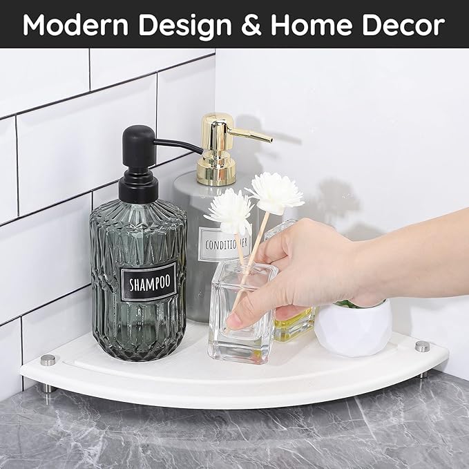 Segbeauty Fast Drying Corner Counter Shelf, 9.85in Instant Dry Corner Sink Organizer Diatomite Tray, Water Absorbent Tray for Bathroom Counter Decor, Side Countertop Organizer for Soap Dispenser