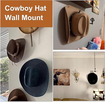 Adjustable Cowboy Hat Rack Holder, Wooden Cowboy Hat Wall Mount Stand for Wall Can Keeps Original Shape of Hat, 4-Speed Adjustable Western Hat Display, for Fedoras Hat Cowboy Hat Sun Hats