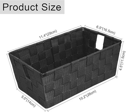 homyfort Woven Shelf Storage Tote Basket Bins Container, Storage Boxes Cube Organizer with Built-in Handles for Bedroom, Office, Closet, Clothes, Kids Room, Nursery 3pk(Grey)