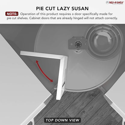Rev-A-Shelf 2 Tier Pie-Cut Lazy Susan for Corner Base Cabinets, Plastic, 28" Double Shelf Swivel Kitchen Spice and Can Organizer, 28" W x 18.25" D x 26" H, White, 6942-28-11-52