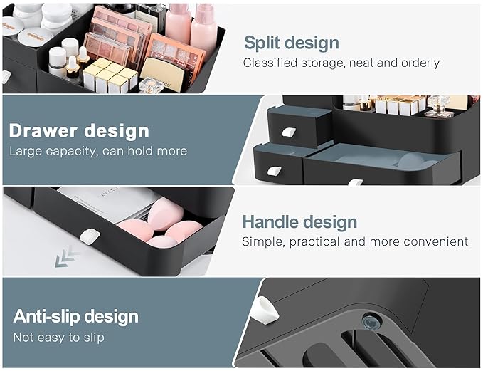 Cologne Perfume Organizer With Drawers,Large Perfumes Vanity Countertop Storage,Perfume Stand for Cologne, Deodorant, Beard, Shaving Lotion,Skincare,Dresser Organizer Room Decor for Men,Gifts for Men
