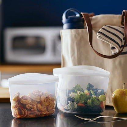 Stasher Silicone Reusable Storage Bags, 3-Pack Bowls, Reusable Freezer Bags, Microwave, Dishwasher, Oven Safe, Sous Vide, Premium Lunch Containers, Eco Friendly, Food Storage Bag, Snack Bag, Clear | Reusable Food Bags