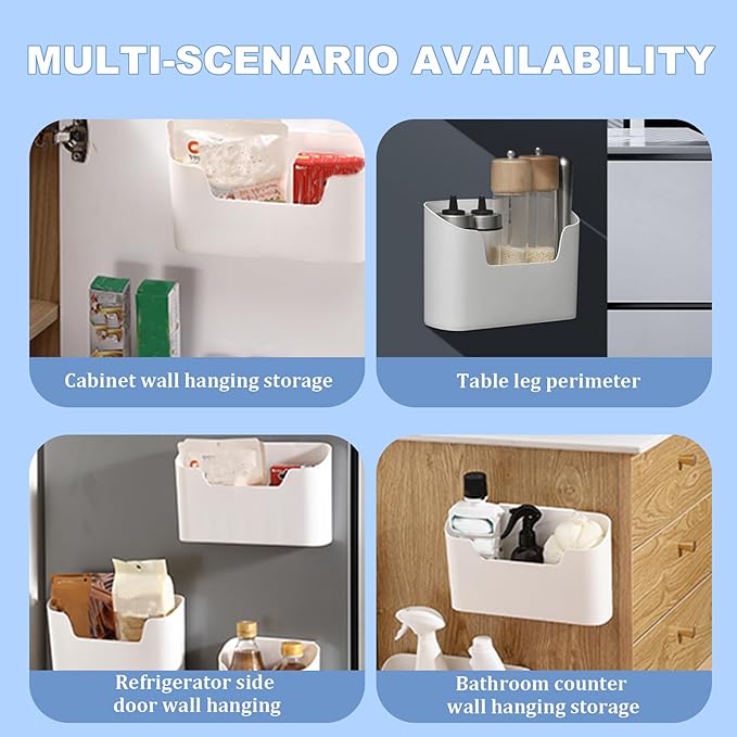 Plastic Wall Mount Organizer, Adhesive Cabinet Door Organizer, 2PCS Plastic Wall Mount, 9.2x4.3x2.7 Spacious Cabinet Door Storage, Bathroom for Kitchen