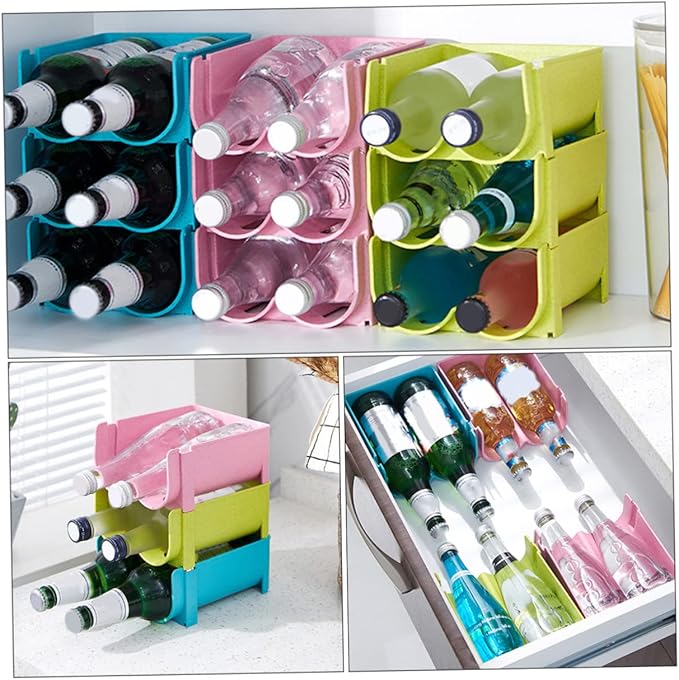 Mikinona 3pcs Stackable Beverage Storage Box for Fridge Drink Organization Bar Organizer Liquor Holder Easy Clean