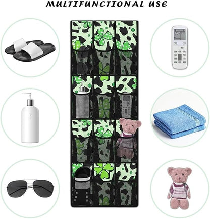 Green Leaves Leopard Over The Door Hanging Organizer Storage Closet for Spices, Utensils, Snacks for Kitchen, Office, Dorm Rooms