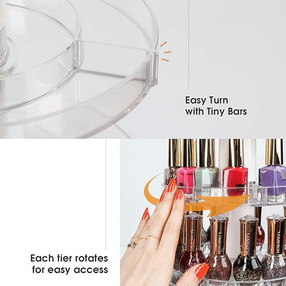 J JACKCUBE DESIGN Acrylic Rotating Nail Polish Display Stand Spinning Rack Holds 115 - 195 Bottles, 5 Tier Storage Holder Organizer for Nail Polish, Makeup, Essential Oil and more- MK548A