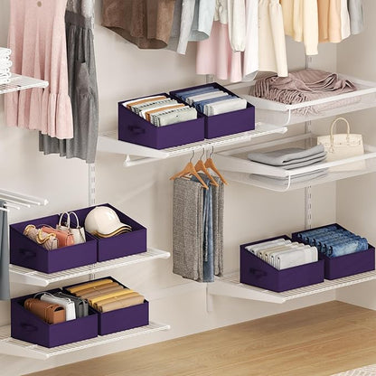DIMJ Closet Storage Bins 10 Pack - Fabric Storage Baskets for Shelves, Collapsible Clothes Organizer with Handles, Trapezoid Shelf Organization Storage Cubes for Purse, Toys, Books, Towel, Clothes
