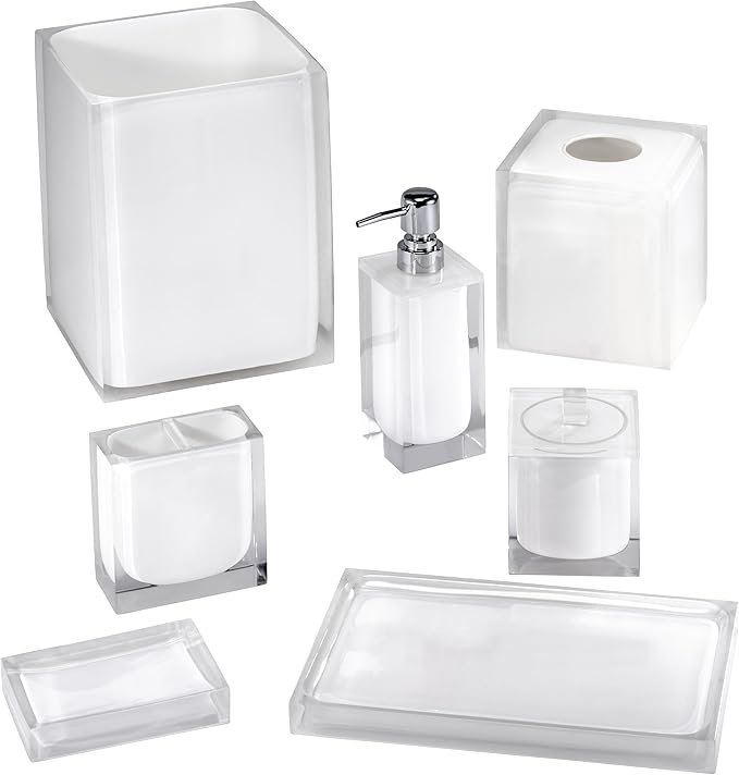 Izod - Vanity Tray, Durable Countertop Accessories, Sleek Resin Organizer, Modern Home Decor, Dorm Room Essentials (Marina Collection, White)