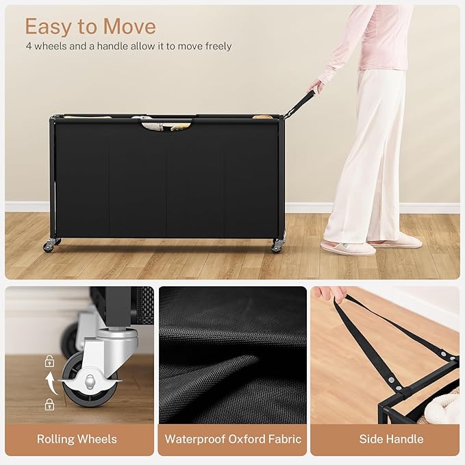Laundry Sorter, Rolling Laundry Hamper with 4 Section Pull-Out Bags, 300L Large Laundry Basket Organizer with 3 Drawers, Laundry Hamper with Wheels for Laundry Room Organization, Bathroom, Bedroom