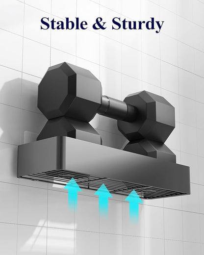 Kitsure Shower Caddy - 2 Pack Adhesive Shower Organizer, Rustproof Metal Shelves, No-Drill Bathroom Organizers and Storage, Dark Grey, XX-Large