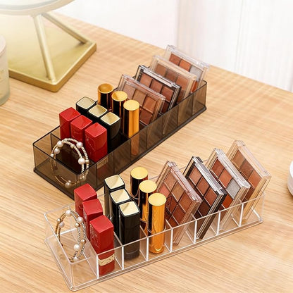 Makeup Organizer, Clear Acrylic Lipstick & Eyeshadow Palette Storage for Women & Girls, Desk & Drawer Cosmetic Holder, Easy Access (Clear)