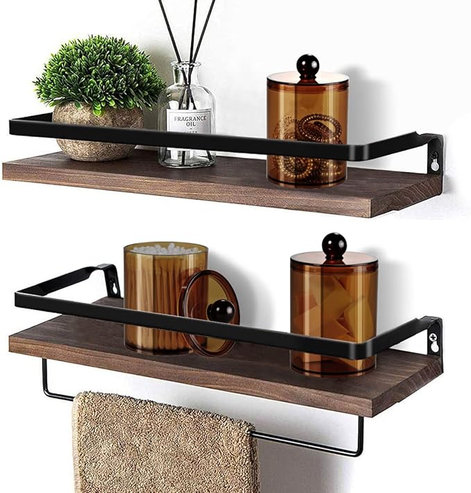 SheeChung 4-Pack Amber Acrylic Apothecary Jars - (2) 10oz & (2) 12oz Qtip Holder Set - Shatterproof Bathroom Vanity Organizer for Cotton Swabs,Balls,Pads - Modern Farmhouse Decor