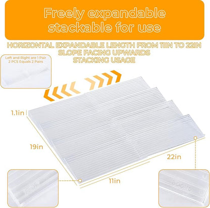 UFORU Acrylic Spice Drawer Organizer 4 Tier(8 Packs),Expandable from 11" to 22" Seasoning Organizer Tray for Kitchen - Clear Tiered Spice Rack for Drawer, No Assembly Required(Jars Not Included)