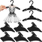Soulchen 50 Pcs Doll Clothes Hangers for 18 Inch Dolls, Black Plastic Clothes Hangers with Non-Slip Clips, Space-Saving Wardrobe Accessories for Gown Dress Outfit