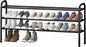 STO STO Long Expandable Shoe Rack 3-Tier, Adjustable Length 33.7”–47.5” Shoe Organizer, Metal Shoes Storage Shelf, Holds Up to 24 Pairs, Non-Slip Feet, for Closet, Entryway, Hallway, Front Door, Black