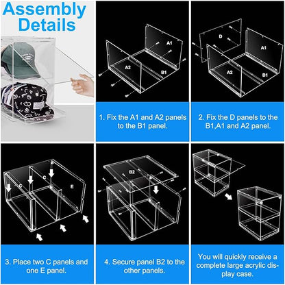 Acrylic Hat Organizer for Baseball Caps, Stackable Clear Sliding Tray & Door Panel Hat Holder Box , Large Cap Holder Organizer with Sliding Tray, Hat Racks Can Hold 30 Caps 16.6" H x 10.7" W x 15.8" D