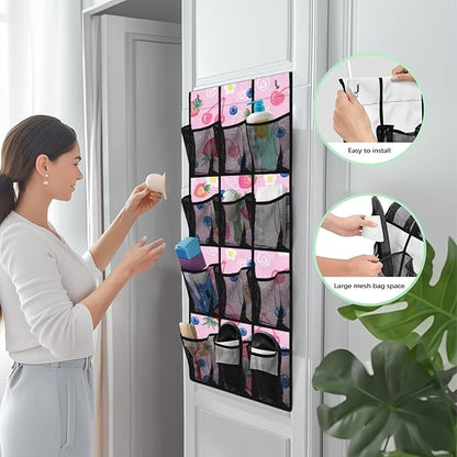 Strawberry Hanging Storage Shoe Organizer for Closet 12 Mesh Pockets Over The Door Wall Closet Holder for for Boots & Sneakers Toys