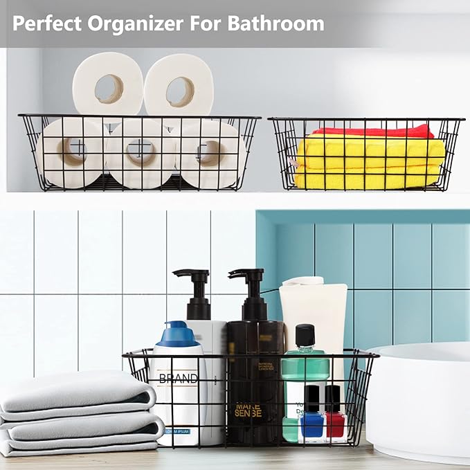 Pantry Baskets Pantry Organization and Storage 4 Pack Large Wire Baskets for Organizing Pantry Storage Bins Metal Wall Hanging Basket