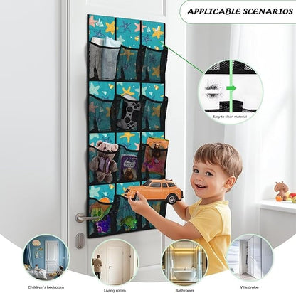 Starfish Hanging Storage Shoe Organizer for Closet 12 Mesh Pockets Hanging Storage Bags Holder for Sundries Clothes Boots Toys