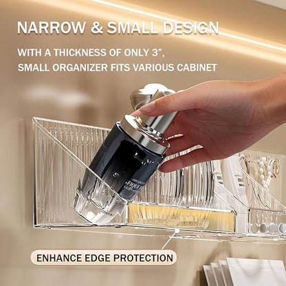 6 Pcs Medicine Cabinet Tray Organizer, Bathroom Vanity Toilet Cabinet Inside Shelves Storage Holder for Skincare Perfume Lipsticks Jewelry Brushes, Plastic Clear