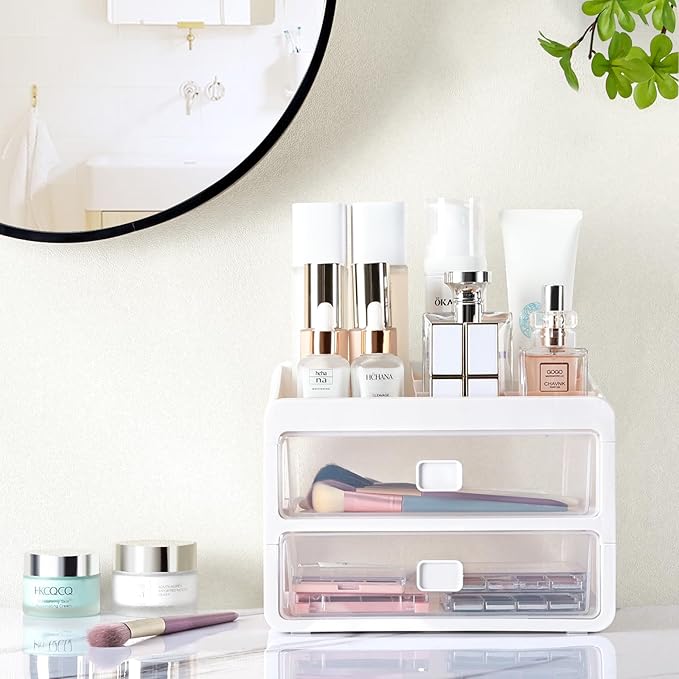 Makeup Organizer for Vanity, Cosmetic Display Cases, Bedroom Bathroom Countertop Desk Cosmetics Organizer for Skin Care, Nail Polish, Eye Shadow, Lotion and Brushes (Clear 3-Layers)