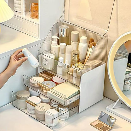 Omeily Large Makeup Organizer Countertop Vanity Organizer Cosmetic Organizer Makeup Storage Box Bathroom Counter Organizer Perfume Skincare Organizers Gift Women Girls Clear Design Easy Visibility