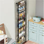 Over The Door Organizer - 4/6/8 Tier Removable Metal Storage Baskets for Pantry Bathroom Back of Door Adjustable Door Hanger Rack Black