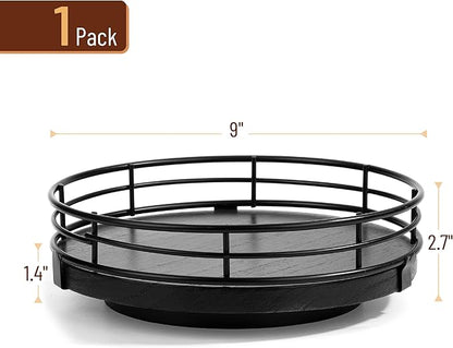 BAMBOO LAND- Lazy Susan Turntable Organizer, 9", Black, Lazy Susan for Table Top